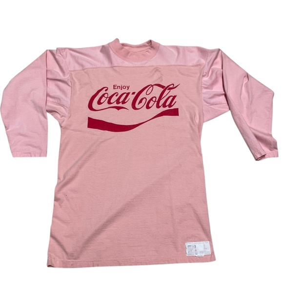 Vintage Coca Cola Long Sleeve Pink Jersey T Shirt Size L See measurements - Picture 1 of 7